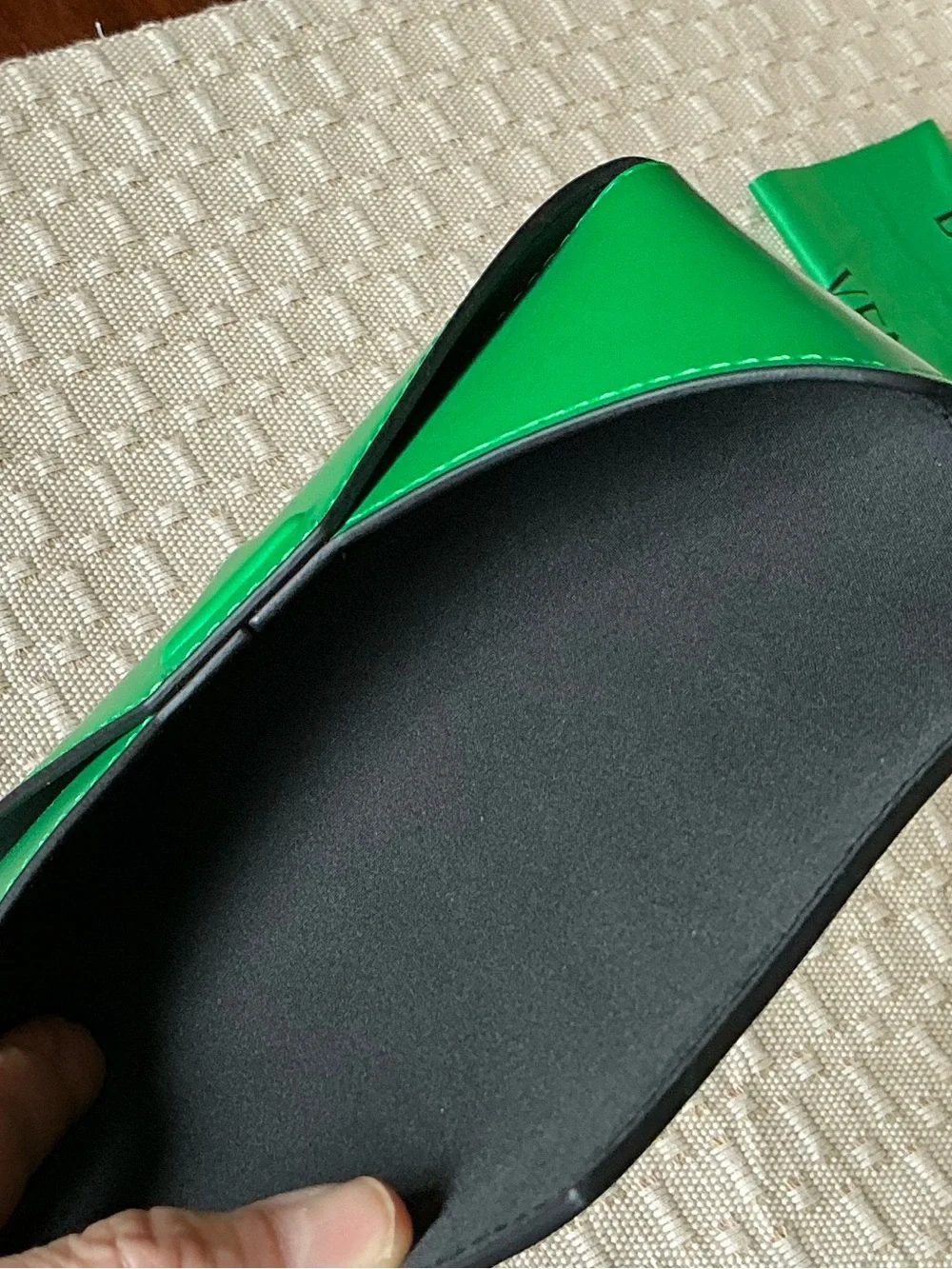 Bottega Veneta Bright Green Envelope Sunglasses case